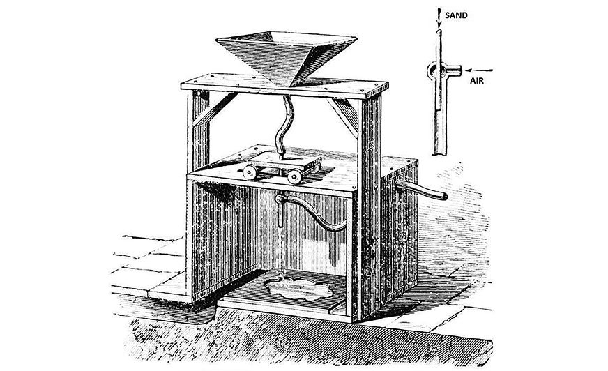 Rys. 1. Urządzenie do piaskowania Tilghmana. [1]  